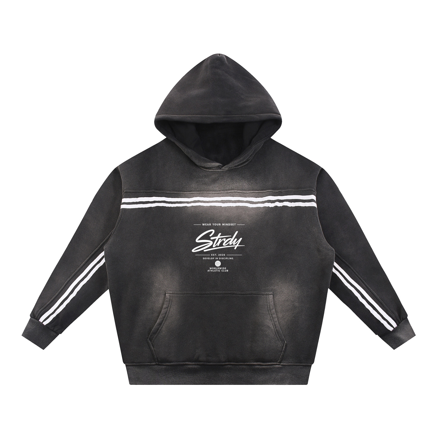 Strdy signature develop in discipline graphic hoodie
