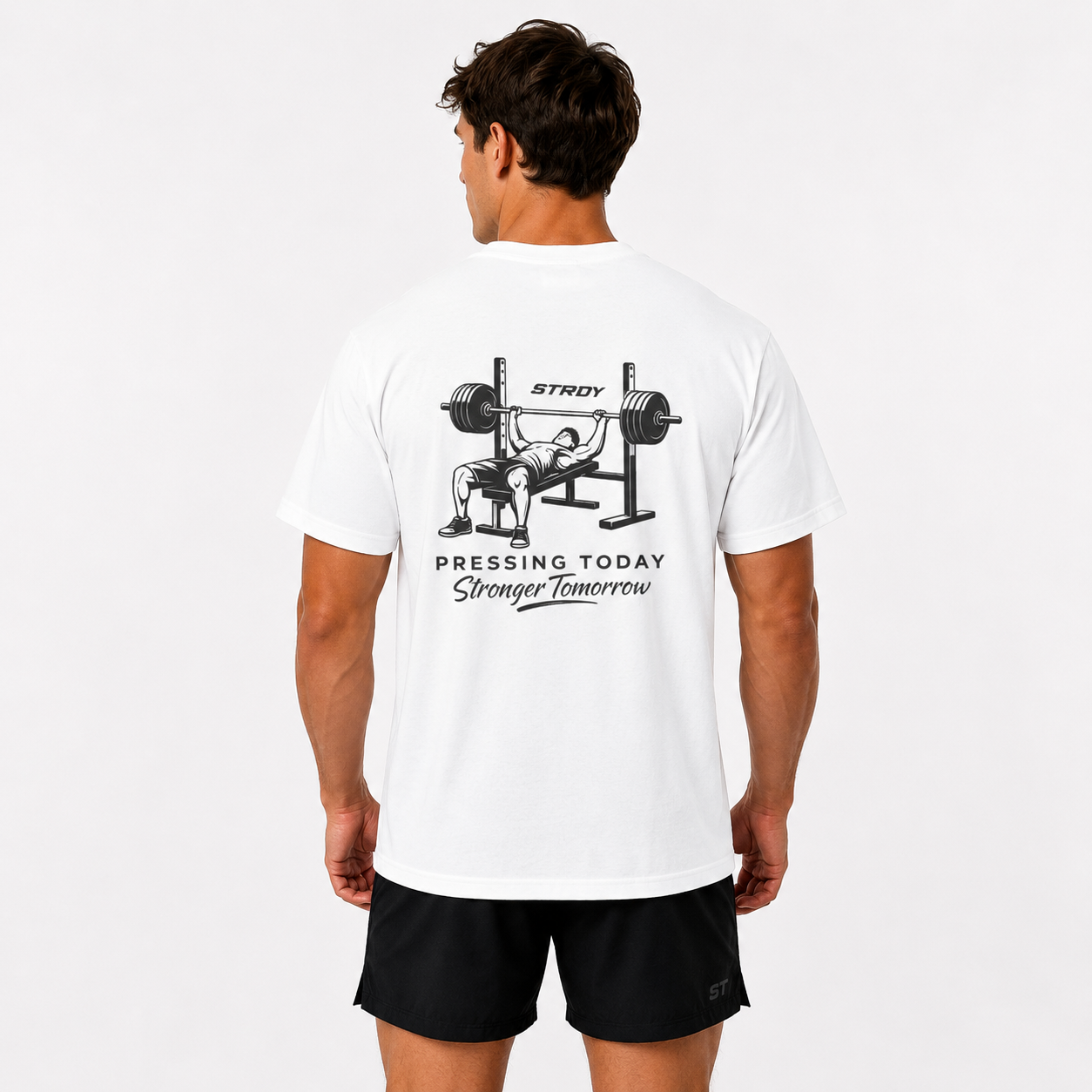 STRDY. “Pressing Today Stronger” Tomorrow graphic T-shirt