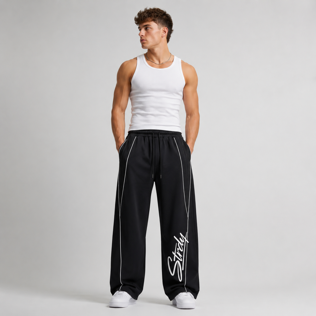 STRDY Signature Reflection Striped Straight-Leg Sweatpants